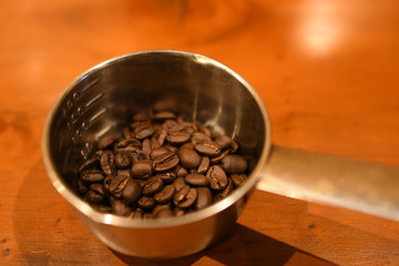 cup of coffee on beans background