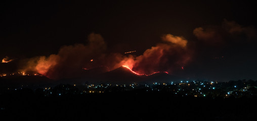 Huge fire in the mountains of villa giardino