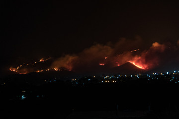 Huge fire in the mountains of villa giardino