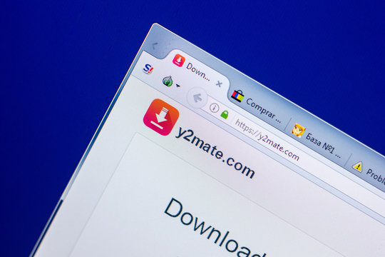 Ryazan, Russia - May 20, 2018: Homepage of Y2mate website on the display of PC, url - Y2mate.com.