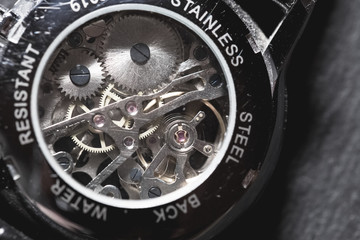 The working mechanism of a mechanical watch macro
