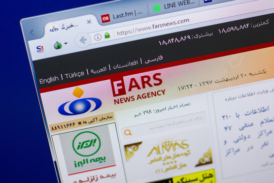 Ryazan, Russia - May 20, 2018: Homepage of FarsNews website on the display of PC, url - FarsNews.com.
