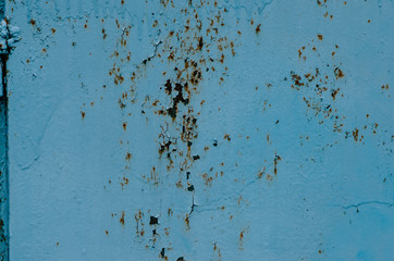 Cracked blue painted metal texture backgraund