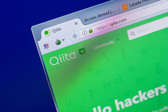 Ryazan, Russia - May 20, 2018: Homepage of Qiita website on the display of PC, url - Qiita.com.