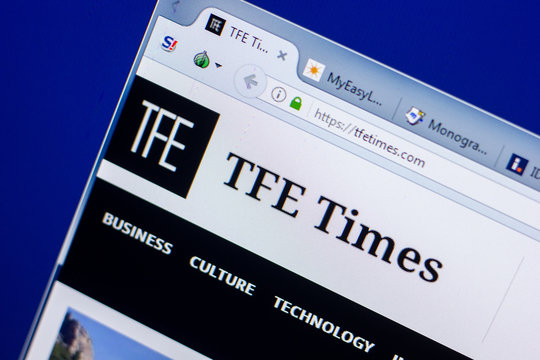 Ryazan, Russia - May 20, 2018: Homepage of TFEtimes website on the display of PC, url - TFEtimes.com.
