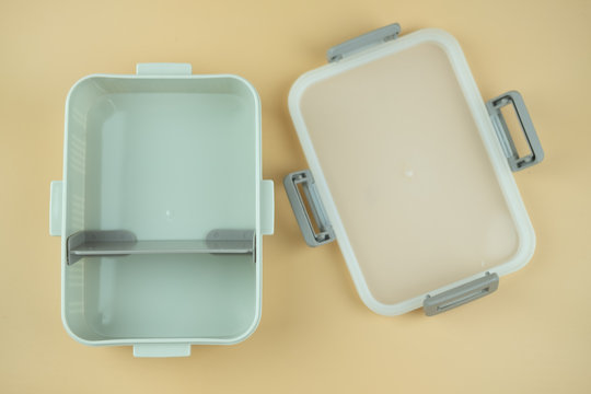 Open Plastic Lunch Box With Lid.