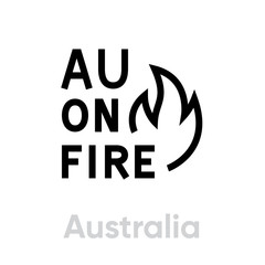 Australia on Fire Abstract logo, icon, symbol. Editable line illustration