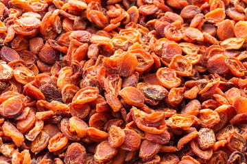 Armenia. dried apricots closeup photo as background