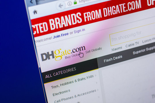 Ryazan, Russia - May 20, 2018: Homepage of DHgate website on the display of PC, url - DHgate.com.