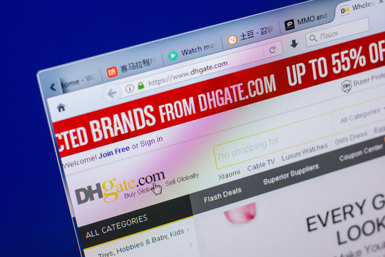Ryazan, Russia - May 20, 2018: Homepage of DHgate website on the display of PC, url - DHgate.com.