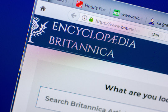 Ryazan, Russia - May 20, 2018: Homepage of Britannica website on the display of PC, url - Britannica.com.