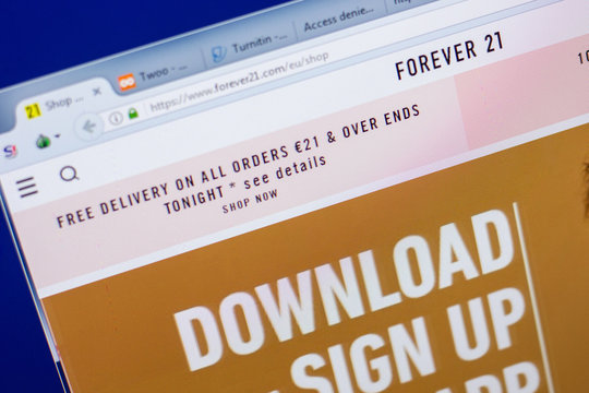 Ryazan, Russia - May 20, 2018: Homepage of Forever21 website on the display of PC, url - Forever21.com.