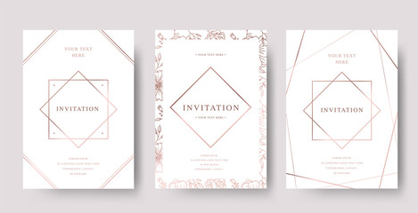Vintage rose gold luxury vector invitation card