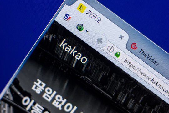 Ryazan, Russia - May 20, 2018: Homepage of KakaoCorp website on the display of PC, url - KakaoCorp.com.
