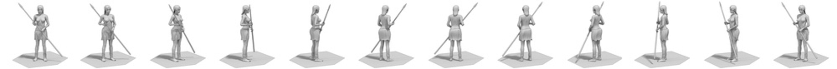 3D rendering, warrior character, illustration