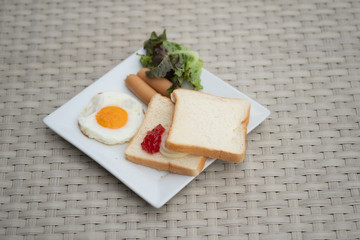 Breakfast set placed on the table