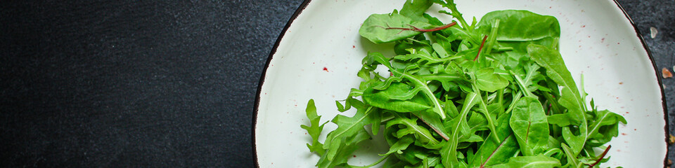 Healthy salad, leaves mix salad (mix micro green, juicy snack). food background, Top imsge 