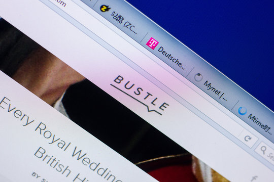 Ryazan, Russia - May 20, 2018: Homepage of Bustle website on the display of PC, url - Bustle.com.