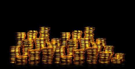 Stacking gold coin in treasure stack