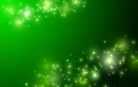 Shiny green background with sparkle and bokeh