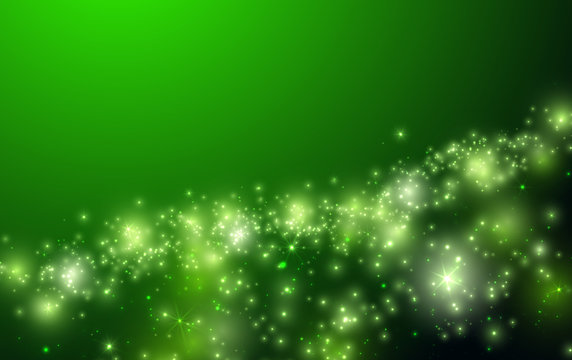 Shiny green background with sparkle and bokeh