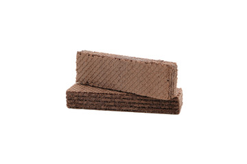 Sweet chocolate wafer biscuits isolated on white background