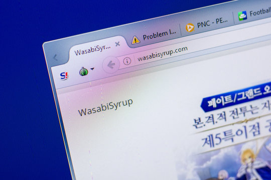 Ryazan, Russia - May 20, 2018: Homepage of WasabiSyrup website on the display of PC, url - WasabiSyrup.com.