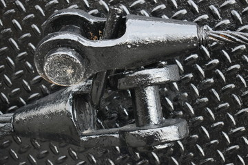 steel cable ties on diamond plate