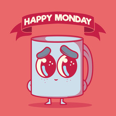 Coffee Cup character vector illustration. Motivation, inspiration, food design concept	