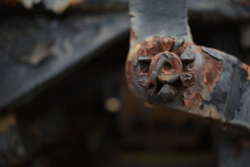 rusty castle nut and cotter pin