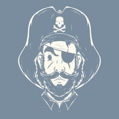 Pirate face vector illustration. Brand, emblem, sports design concept