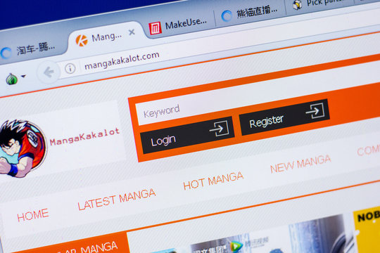 Ryazan, Russia - May 20, 2018: Homepage of Mangakakalot website on the display of PC, url - Mangakakalot.com.