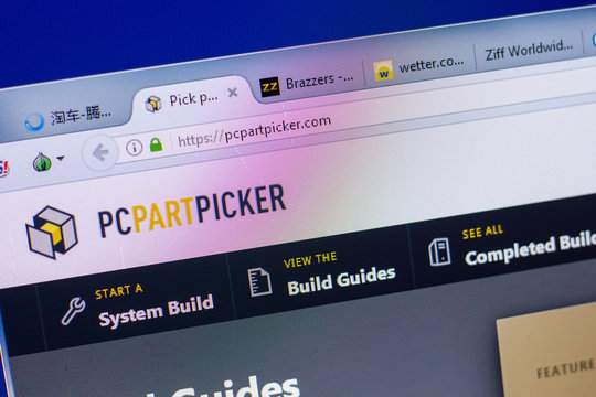 Ryazan, Russia - May 20, 2018: Homepage of PCpartpicker website on the display of PC, url - PCpartpicker.com.