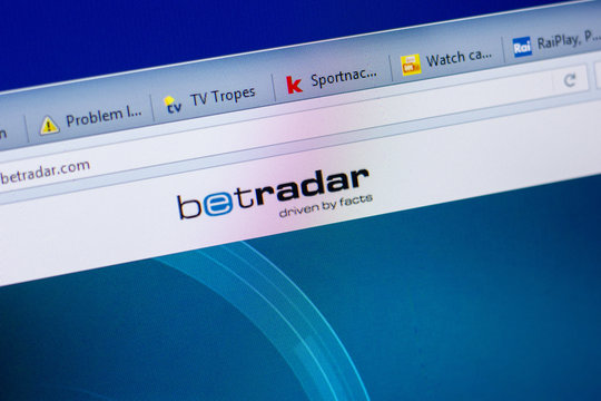 Ryazan, Russia - May 20, 2018: Homepage of BetRadar website on the display of PC, url - BetRadar.com.