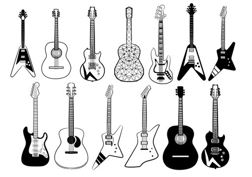 Guitar vector set collection graphic clipart design