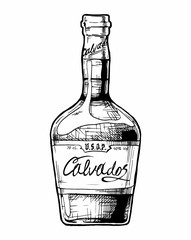 Bottle of calvados - obrazy, fototapety, plakaty