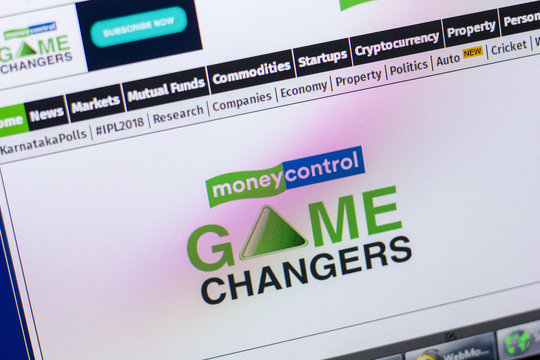 Ryazan, Russia - May 20, 2018: Homepage of MoneyControl website on the display of PC, url - MoneyControl.com.