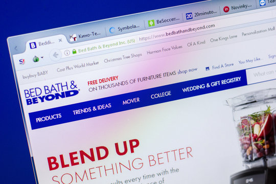 Ryazan, Russia - May 20, 2018: Homepage of BedBathAndBeyond website on the display of PC, url - BedBathAndBeyond.com.