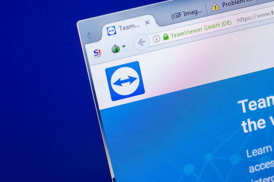 Ryazan, Russia - May 20, 2018: Homepage of TeamViewer website on the display of PC, url - TeamViewer.com.