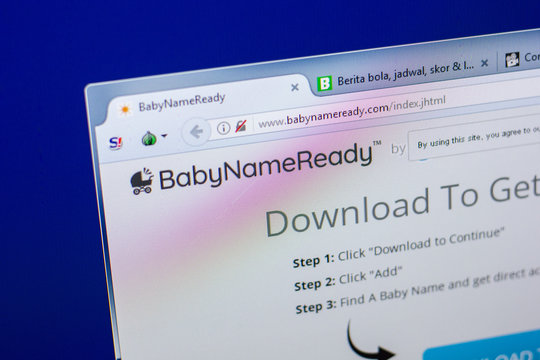 Ryazan, Russia - May 20, 2018: Homepage of BabyNameReady website on the display of PC, url - BabyNameReady.com.