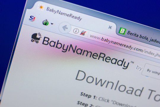 Ryazan, Russia - May 20, 2018: Homepage of BabyNameReady website on the display of PC, url - BabyNameReady.com.