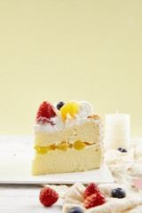 Fruitcake dessert combo that looks bright and delicious.