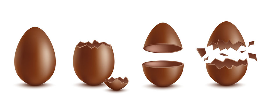 Chocolate easter egg with the top broken off Stock Photo - Alamy