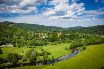 Fototapeta na wymiar aerial view of the belgium ardennes on a sunny summer day 
