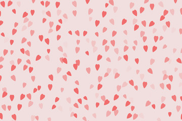 Abstract Red Hearts On Pink Background.