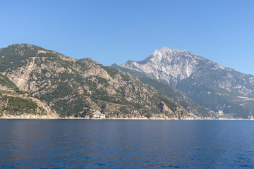 Obraz premium Landscape of Mount Athos, Chalkidiki, Greece