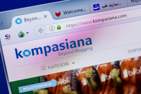 Ryazan, Russia - May 20, 2018: Homepage of Kompasiana website on the display of PC, url - Kompasiana.com.