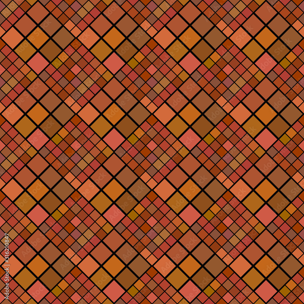 Poster seamless geometrical abstract diagonal square pattern background - brown vector graphic from squares