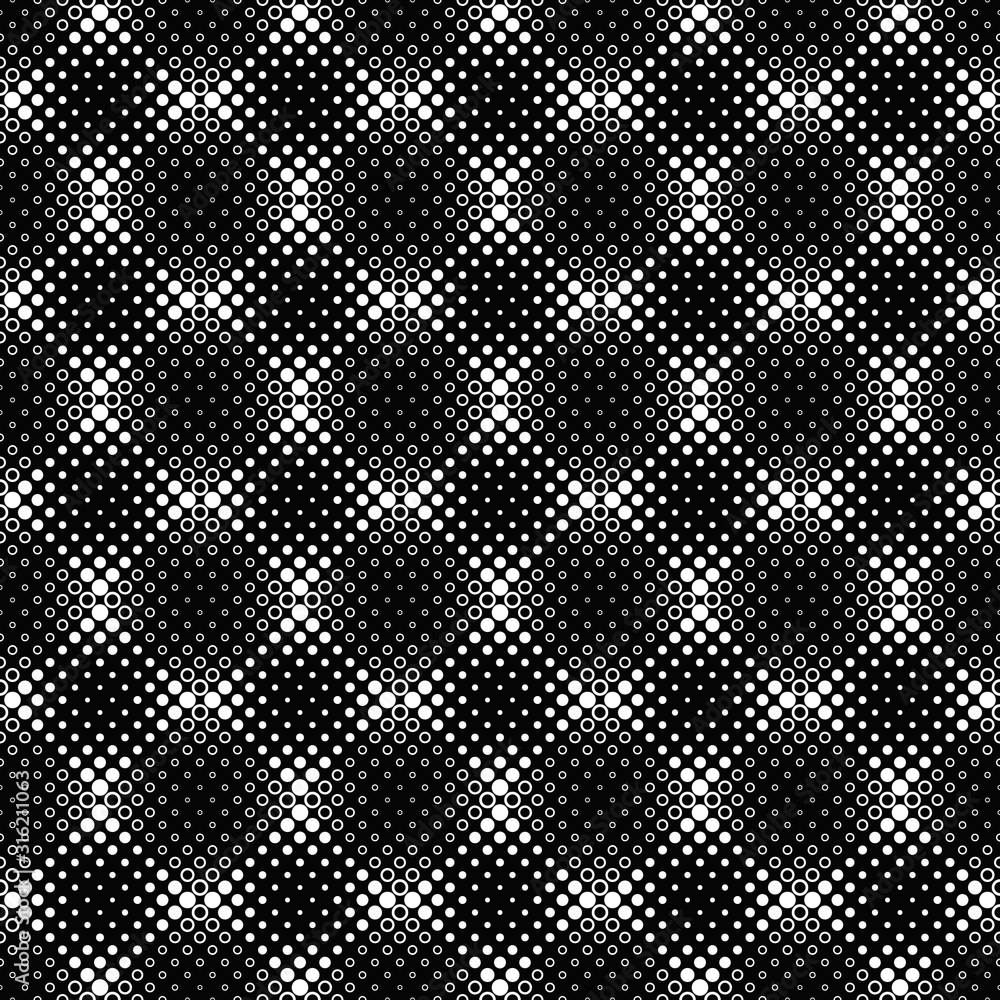 Poster geometrical circle pattern background - black white abstract vector design from dots and circles