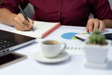 businesswoman working with documents in office